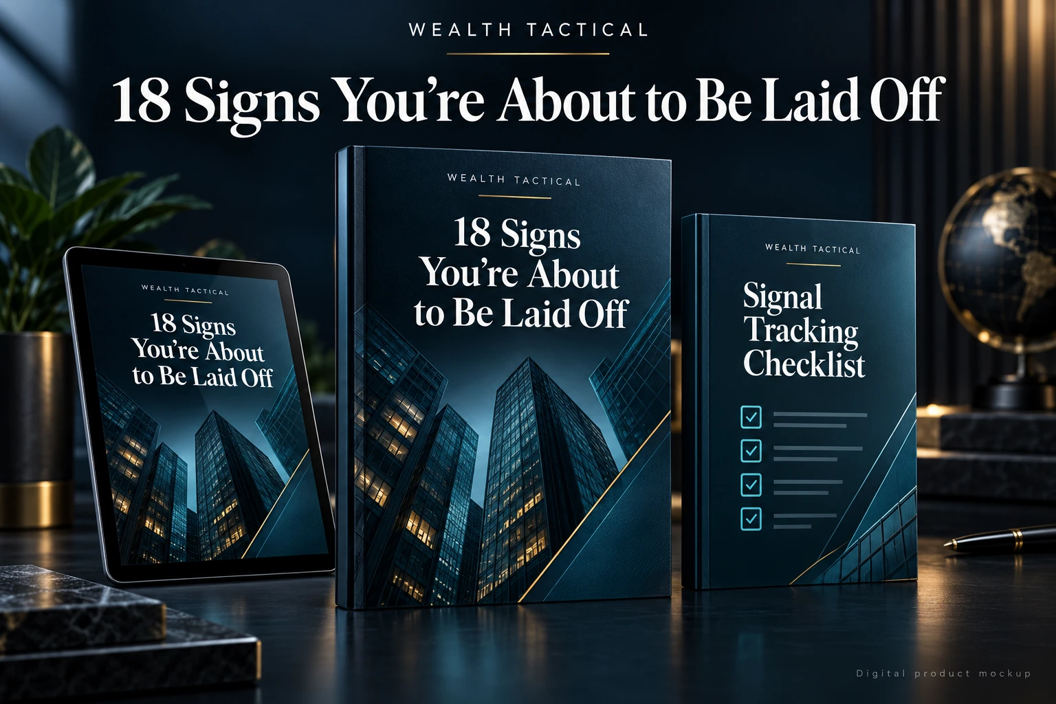 18 Signs You’re About to Be Laid Off: illustrated stack of the included digital materials